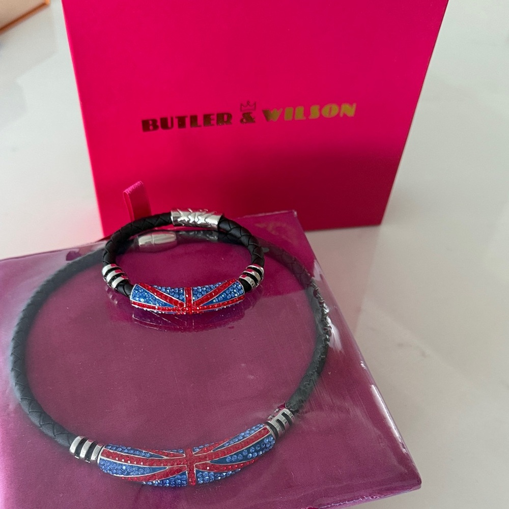 Butler & Wilson Union Jack Bracelet Set - Black and Blue